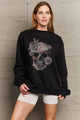 Simply Love Simply Love Full Size Dropped Shoulder SKULL Graphic Sweatshirt Black