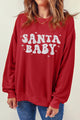 SANTA BABY Round Neck Long Sleeve Sweatshirt Deep Red