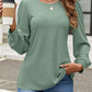 Eyelet Round Neck Long Sleeve Top