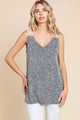 Culture Code Contrast Eyelet Strap Slit Ribbed Tank BLACK