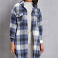 MeiMei Plaid Button Up Dropped Shoulder Coat with Pockets