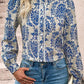 Printed Mock Neck Long Sleeve Shirt