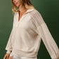 BiBi French Terry Lace Shoulder Top