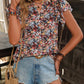 Floral Notched Cap Sleeve Blouse