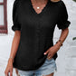 Swiss Dot V-Neck Flounce Sleeve Blouse