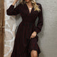 V-Neck Long Sleeve Ruffle Hem Dress