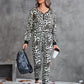 Leopard V-Neck Dropped Shoulder Loungewear Set