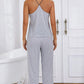 Halter Neck Cami and Lace Trim Pajama Set