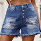 Raw Hem Denim Shorts with Pockets