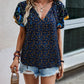 Tied Printed Short Sleeve Blouse