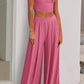 Scoop Neck Top and Wide Leg Pants Set