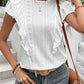 Perfee Eyelet Butterfly Sleeve Round Neck Blouse