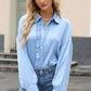 Ruffled Button Up Long Sleeve Shirt