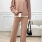 Round Neck Dropped Shoulder Top and Pants Sweater Set