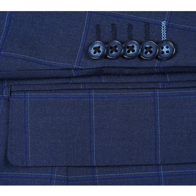 82-52-412EL Dark Blue Windowpane Check Suit