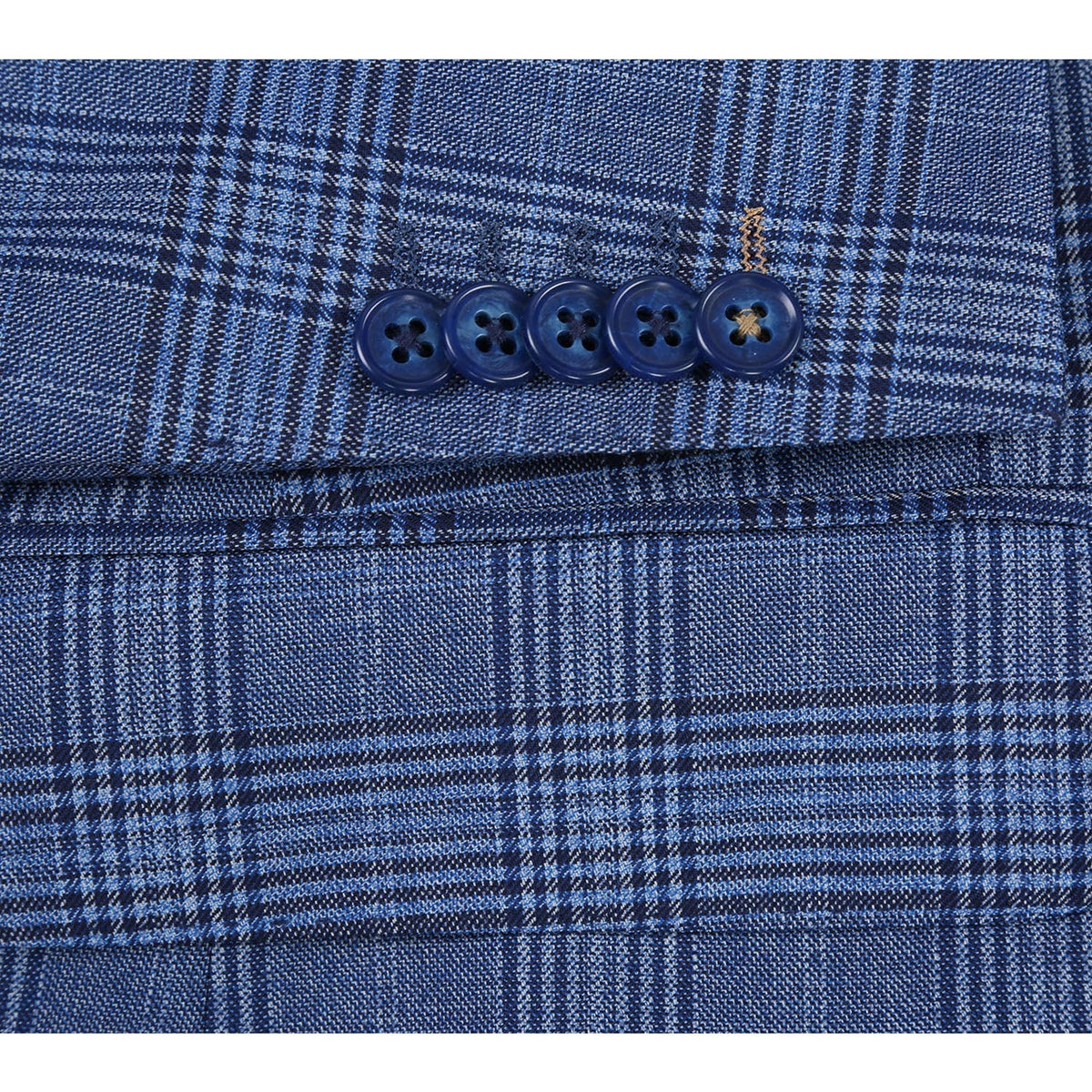 EL72-60-400 Pale Denim Glen Check Wool Suit