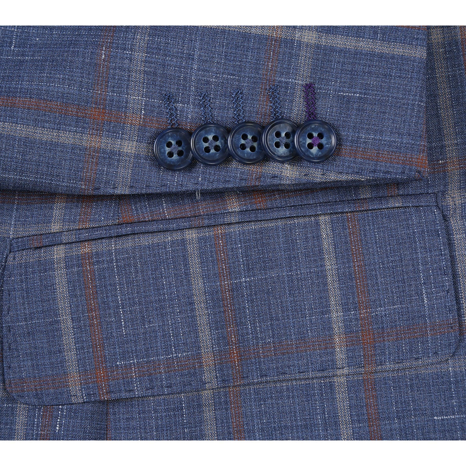 EL72-62-400 Light Steel Blue with Orange Check Wool Suit