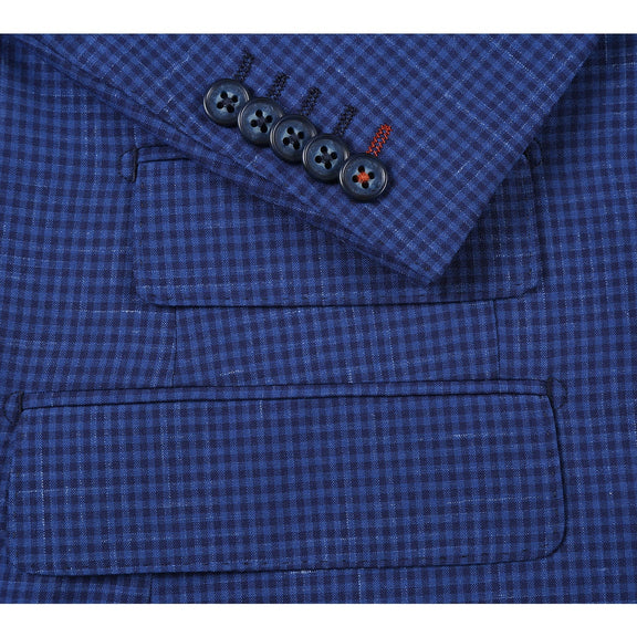 EL72-15-405 Blue Mini-Check Wool Suit