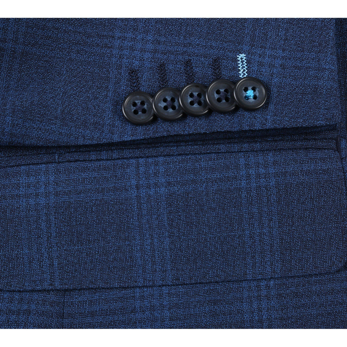 EL72-50-412 Airforce Blue Plaid Wool Suit