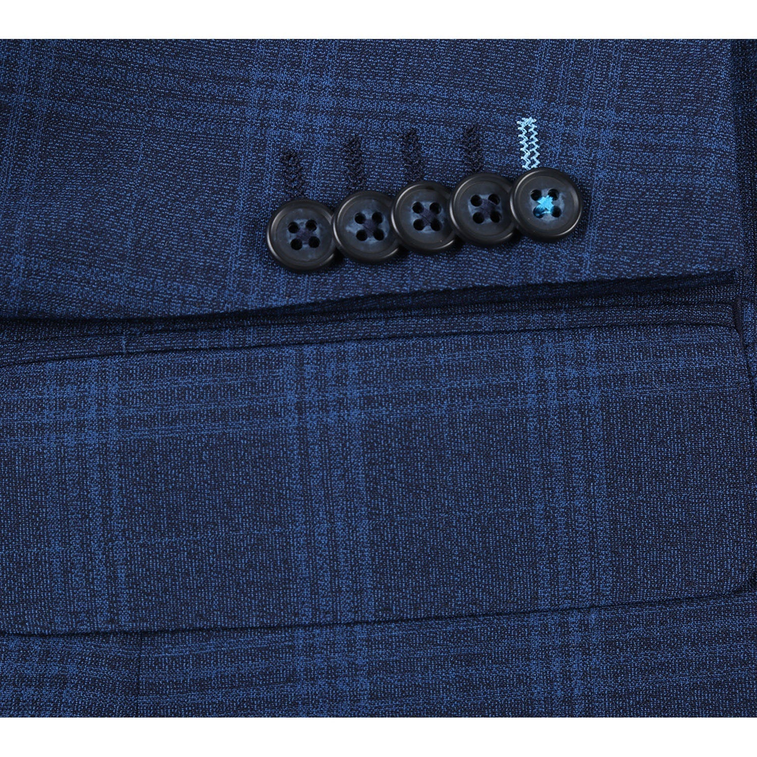 EL72-50-412 Airforce Blue Plaid Wool Suit