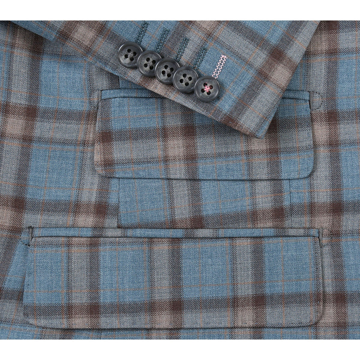 EL72-57-470 Light Gray with Bronze Stereoscopic-Grid Wool Suit