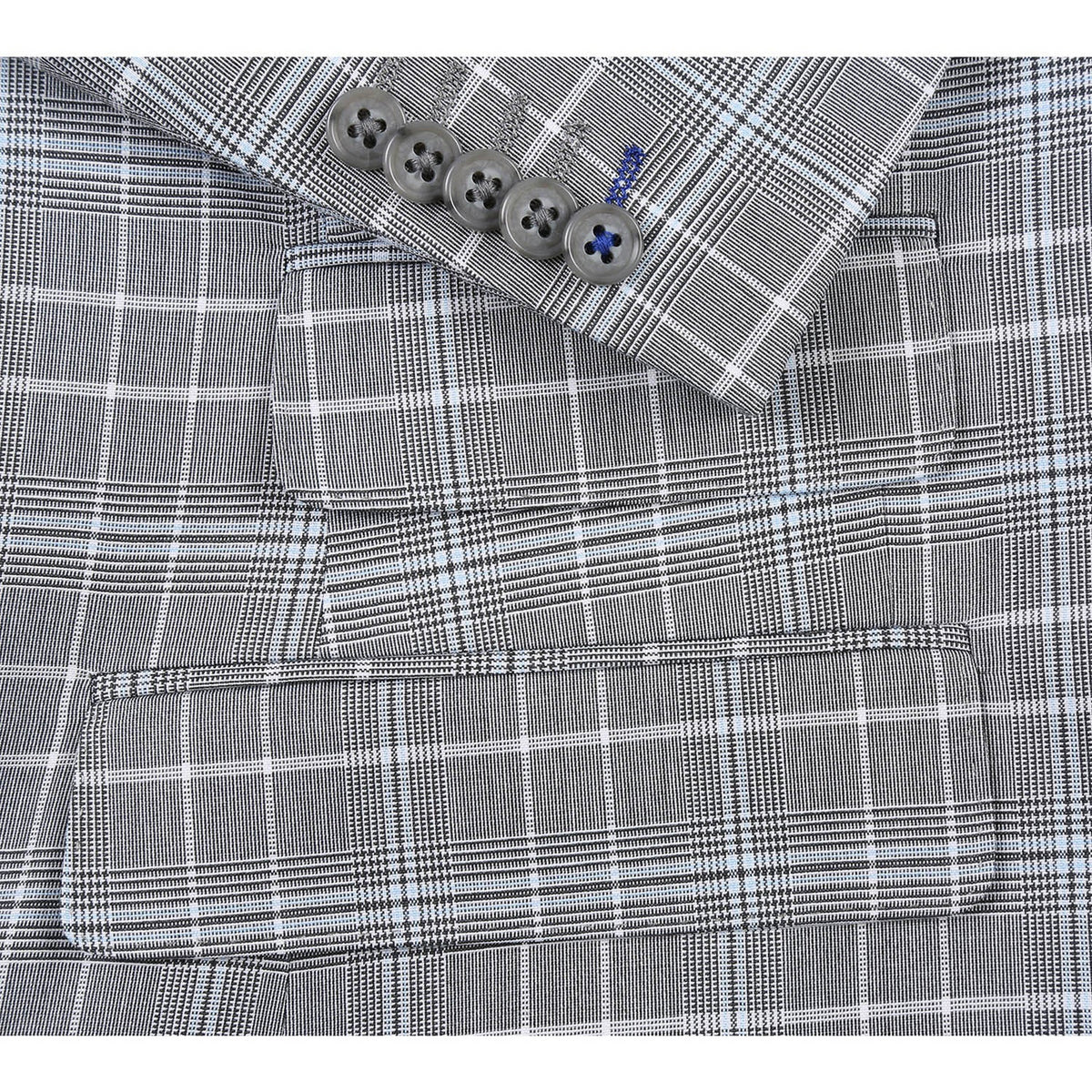 82-60-092EL White Smoke Plaid Suit