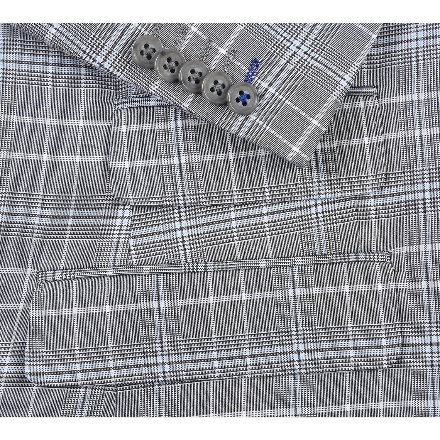 82-60-092EL White Smoke Plaid Suit