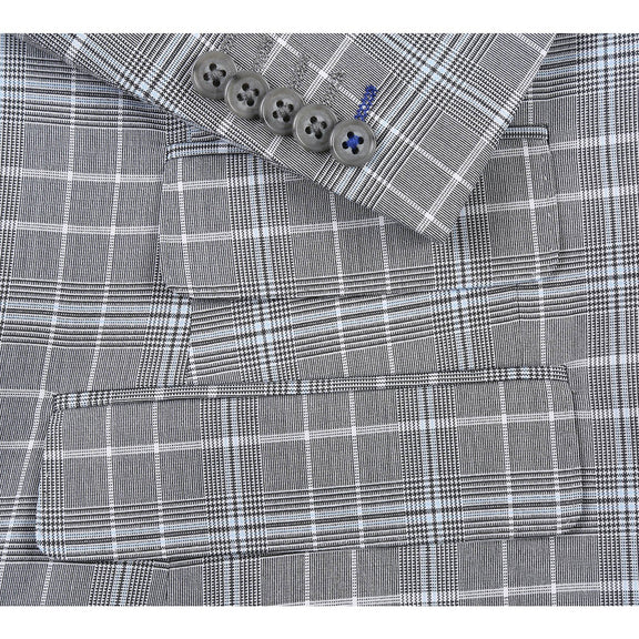 82-60-092EL White Smoke Plaid Suit