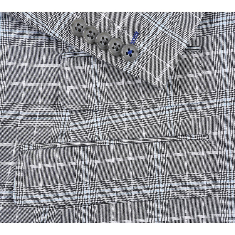 82-60-092EL White Smoke Plaid Suit