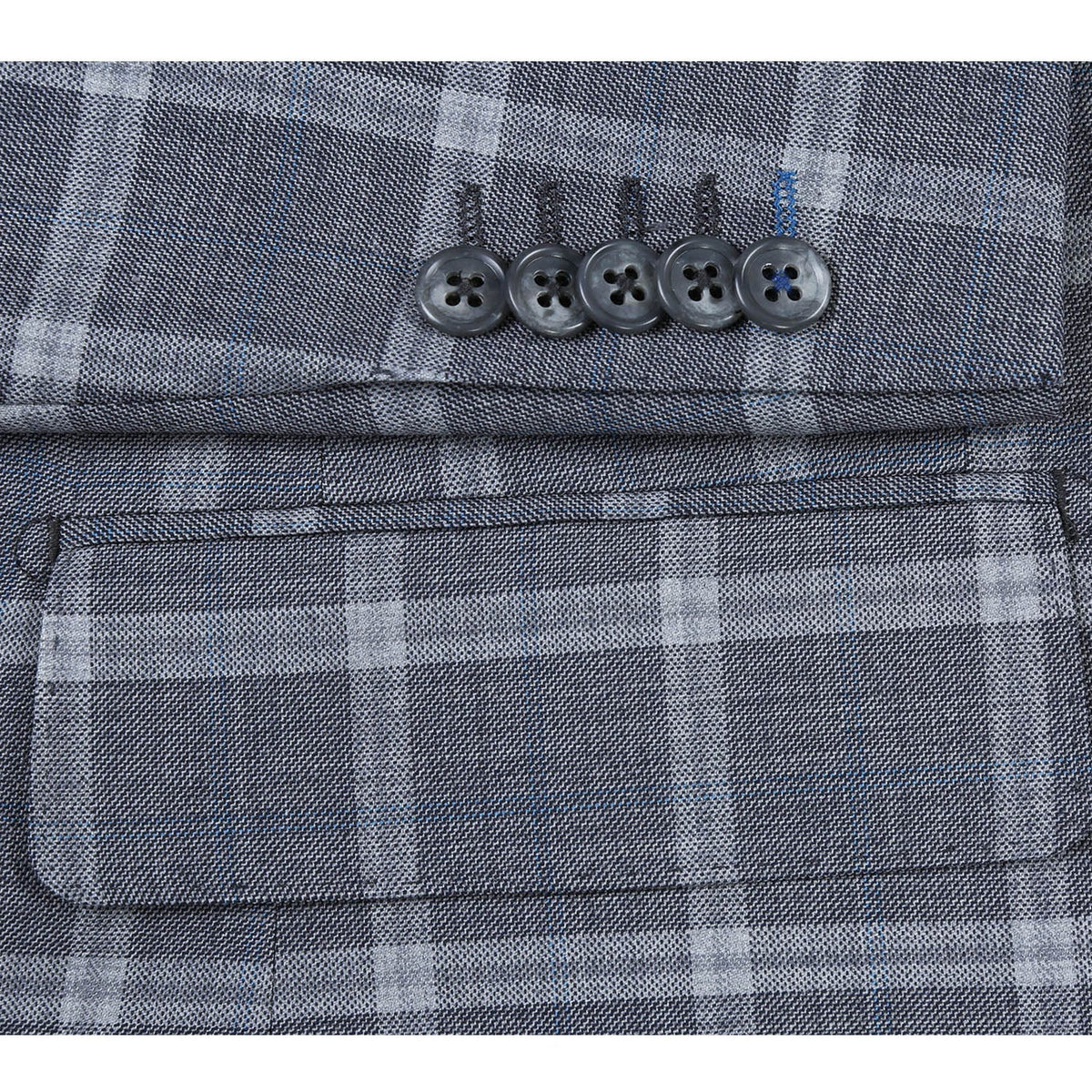 EL72-60-092 Gray Plaid Notch Wool Suit