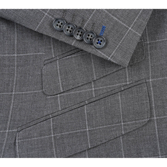 82-54-092EL Slim Fit Gray Windowpane Suit