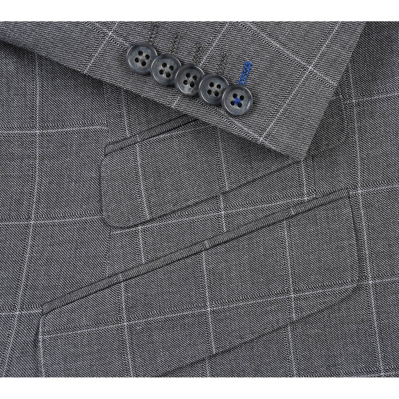 82-54-092EL Slim Fit Gray Windowpane Suit