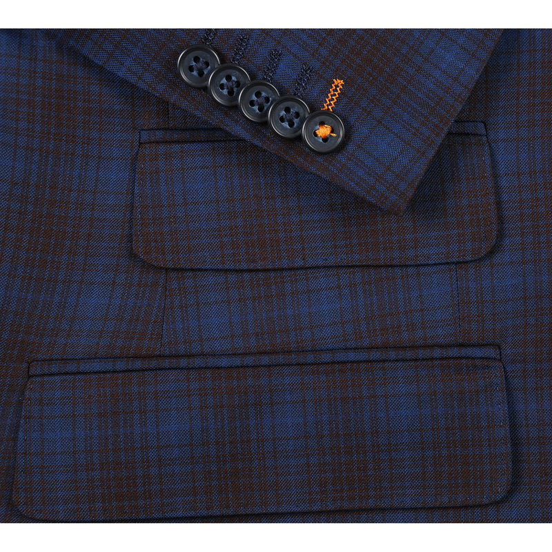 82-55-470EL Navy with Burgundy Check Suit