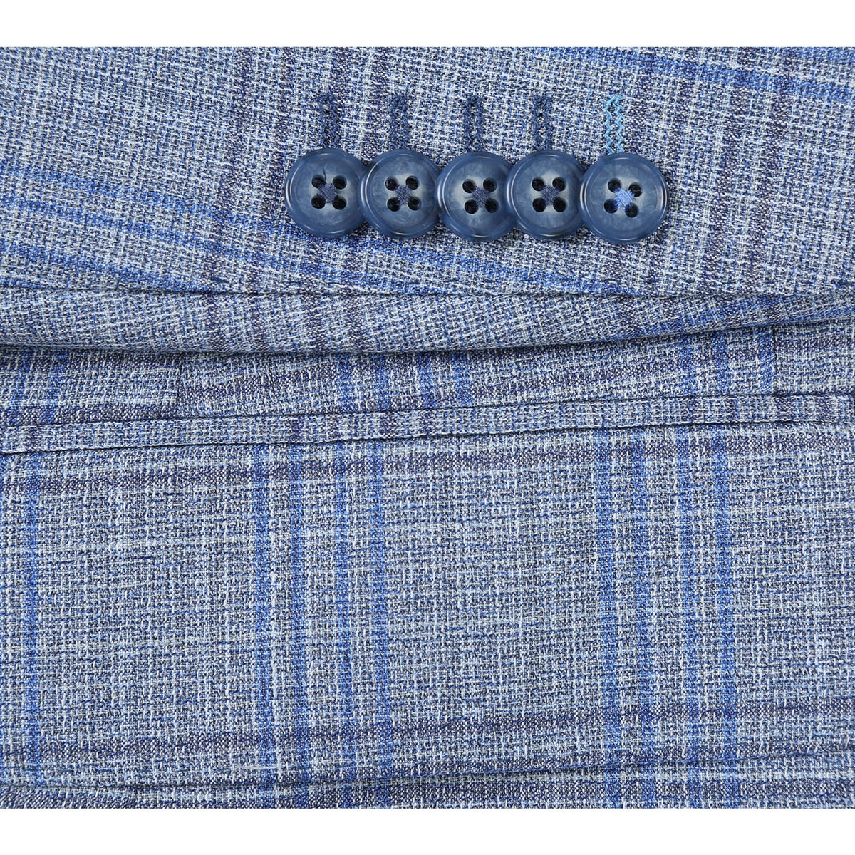 EL72-68-401 Light Gray with Blue Check Wool Suit