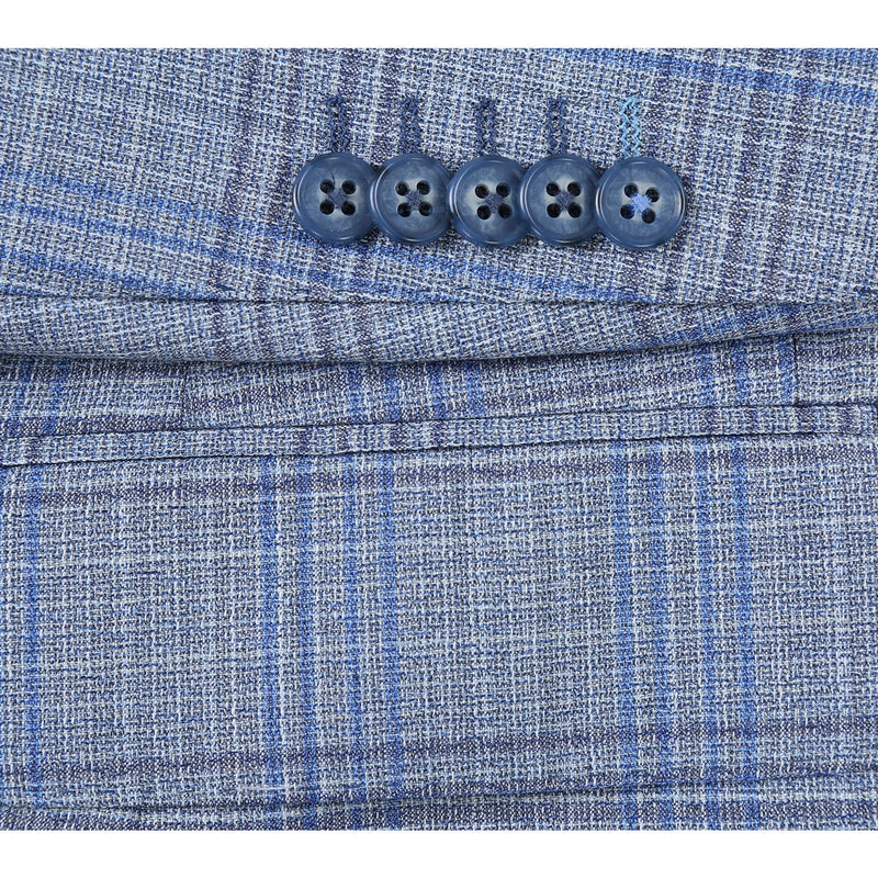 EL72-68-401 Light Gray with Blue Check Wool Suit