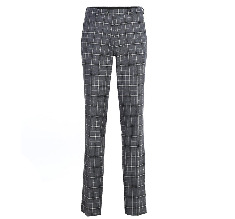 293-14 Men's Classic Fit Single Breasted Grey & White Check Suits