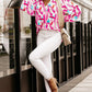 Printed V-Neck Balloon Sleeve Blouse