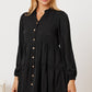 Ruffled Button Up Long Sleeve Tiered Shirt