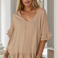 Ruffled V-Neck Half Sleeve Blouse