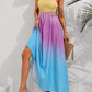 Color Block Tie Shoulder Smocked Maxi Dress