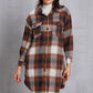 MeiMei Plaid Button Up Dropped Shoulder Coat with Pockets