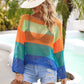 Color Block Openwork Boat Neck Cover Up