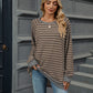 Pocketed Striped Round Neck Long Sleeve T-Shirt