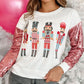 Sequin Nutcracker Round Neck Long Sleeve Sweatshirt