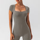 Square Neck Cap Sleeve Active Romper