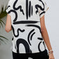 Printed Notched Short Sleeve Blouse