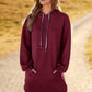 Textured Drawstring Tunic Hoodie