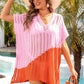 Slit Color Block V-Neck Cover Up