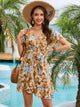 Floral Flutter Sleeve Surplice Neck Dress Floral S
