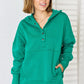 Zenana Half Snap Long Sleeve Hoodie